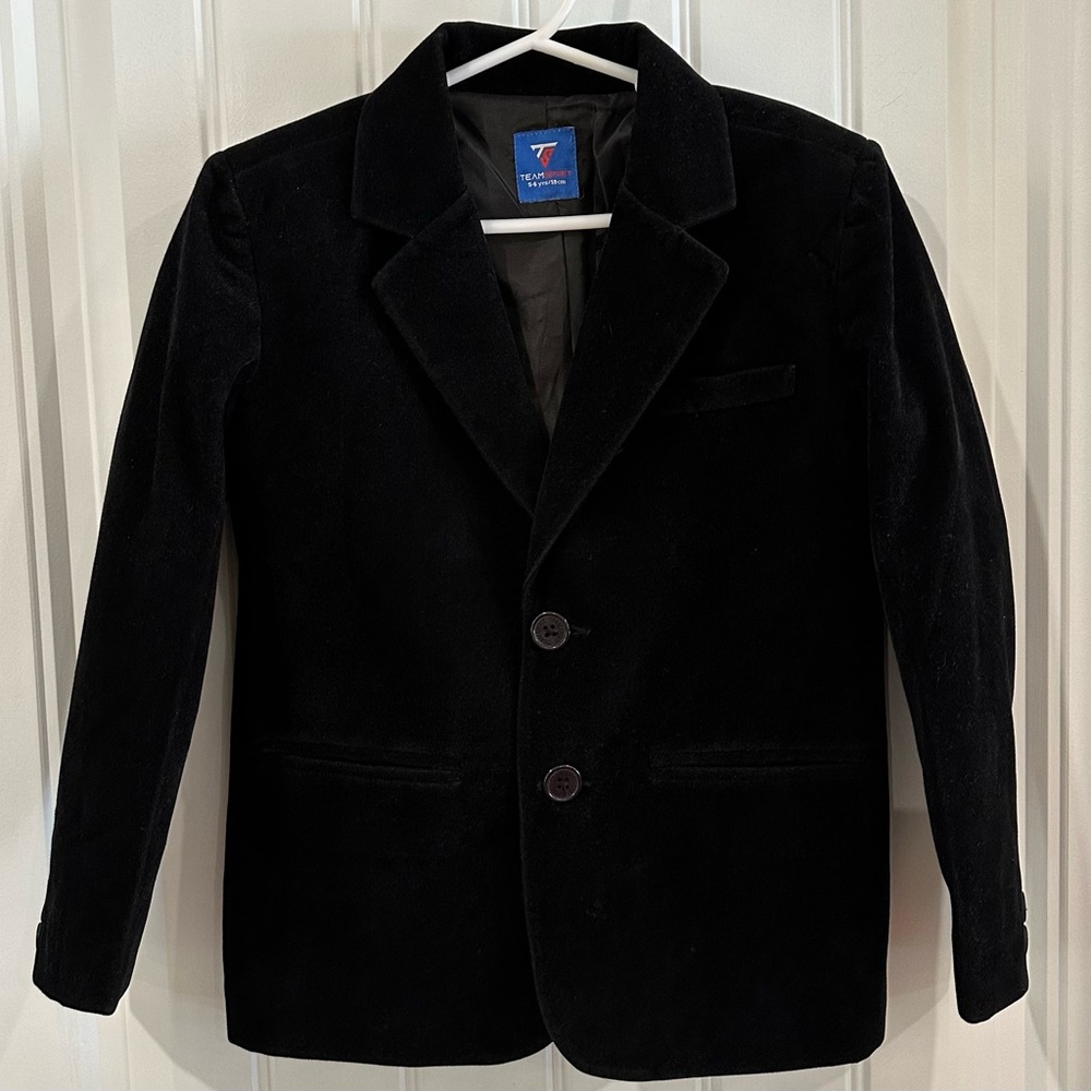Team Spirit Black Velvet School Blazer Jacket Boys Size 5-6 Years